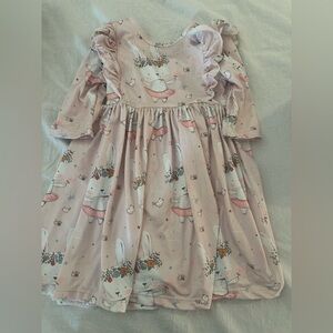 3T Mila and Rose 3/4 Sleeve Twirl Dress Don't Worry Be Hoppy